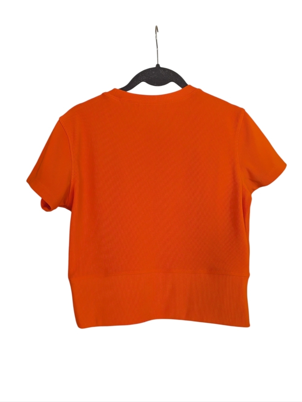 Move Theology Bright Orange Ribbed Crop Top | Athletic Stretch Tee Size L - Picture 4 of 6